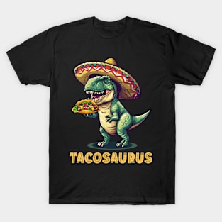 Tacosaurus Funny Tacos Tuesday T-rex Holding Taco Dinosaur For Cinco De Mayo T-Shirt